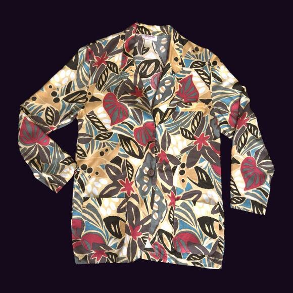 Vintage 80s / 90s St Damien Sport Vibrant Tropical Blazer Medium - Picture 8 of 12